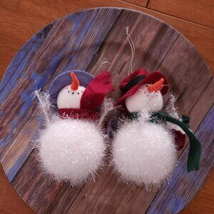 Set of 2 foam snowman Christmas ornaments holiday 7"